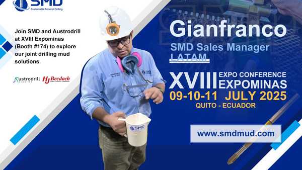 Gianfranco, SMD's Sales Manager for LATAM, will represent SMD at the EXPOMINAS 2025 exhibition in Ecuador.