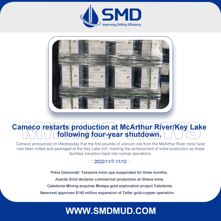 Cameco restarts production at McArthur River/Key Lake following four-year shutdown.