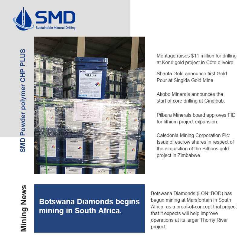 Botswana Diamonds begins mining in South Africa.