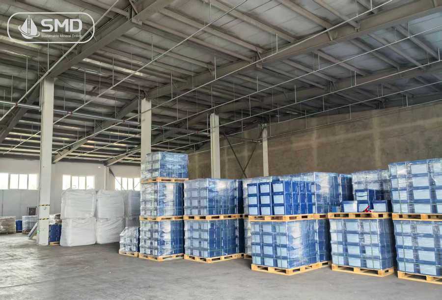 Drilling fluid stock and client factory visit at SMD Mining facility.